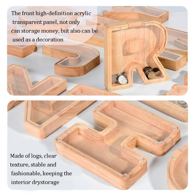 Wooden English Alphabet Piggy Bank Transparent Acrylic Piggy Bank(D) - Piggy Banks by PMC TechLife | Online Shopping South Africa | PMC TechLife | Buy Now Pay Later Mobicred