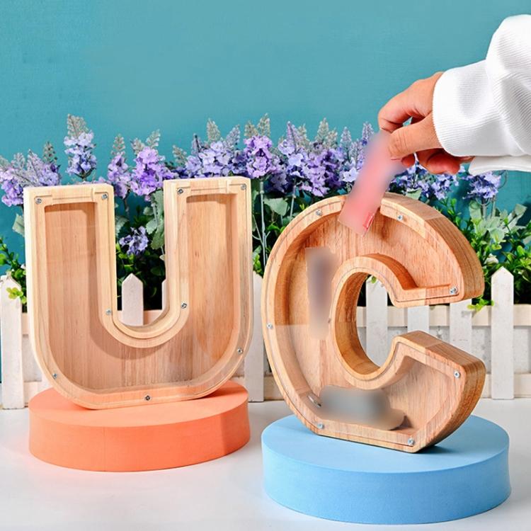 Wooden English Alphabet Piggy Bank Transparent Acrylic Piggy Bank(H) - free shipping - PMC TechLife - Order now!