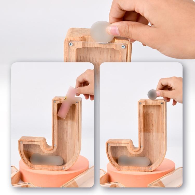 Wooden English Alphabet Piggy Bank Transparent Acrylic Piggy Bank(V) - Piggy Banks by PMC TechLife | Online Shopping South Africa | PMC TechLife | Buy Now Pay Later Mobicred