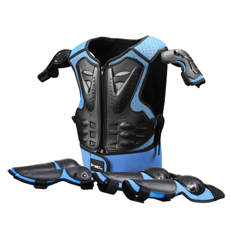 GHOST RACING Motorcycle Protective Gear Children Safety Riding Sport Vest + Knee Pads + Elbow Pads Protective Suit(Blue) - Protective Gear by GHOST RACING | Online Shopping South Africa | PMC TechLife | Buy Now Pay Later Mobicred