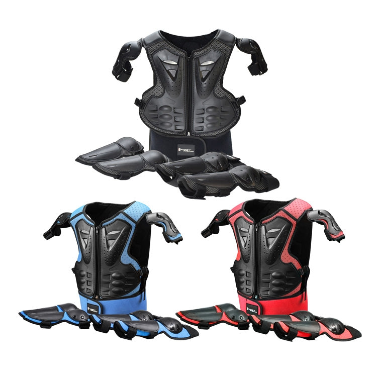 GHOST RACING Motorcycle Protective Gear Children Safety Riding Sport Vest + Knee Pads + Elbow Pads Protective Suit(Blue) - Protective Gear by GHOST RACING | Online Shopping South Africa | PMC TechLife | Buy Now Pay Later Mobicred