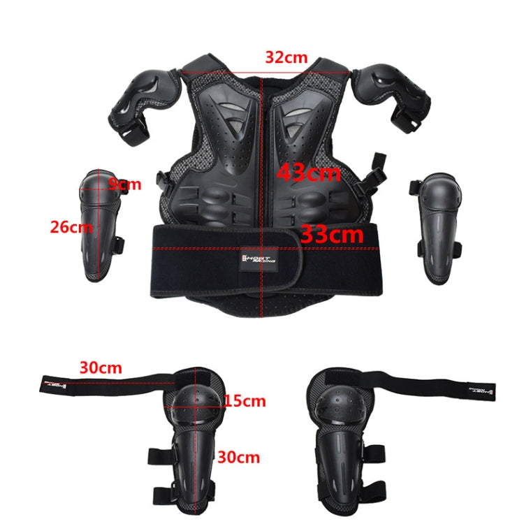 GHOST RACING Motorcycle Protective Gear Children Safety Riding Sport Vest + Knee Pads + Elbow Pads Protective Suit(Black) - free shipping - PMC TechLife - Order now!