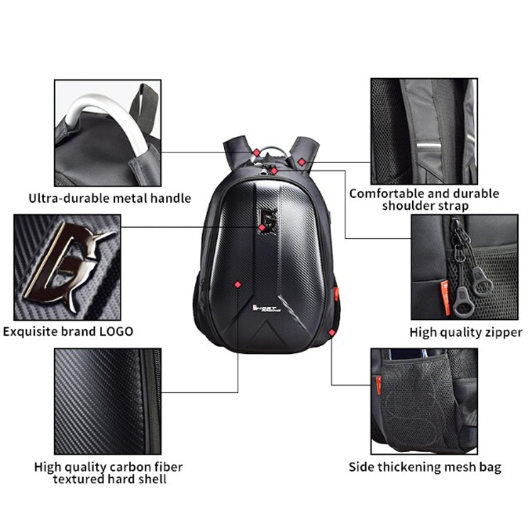 GHOST RACING GR-BB02 Men Motorcycle Riding Backpack Helmet Hard Shell Backpack Locomotive Travel Computer Bag(Black) - Bags & Luggages by GHOST RACING | Online Shopping South Africa | PMC TechLife | Buy Now Pay Later Mobicred