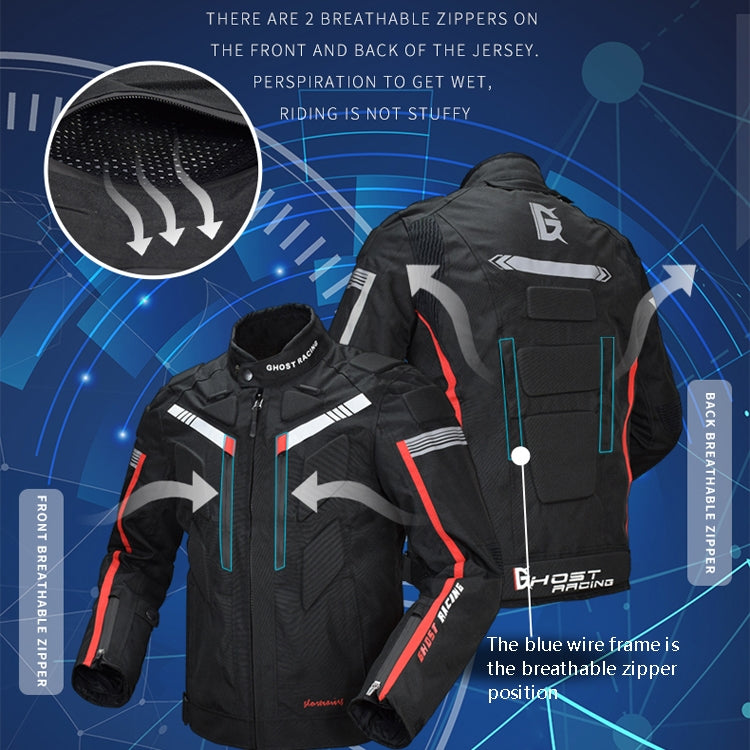 GHOST RACING GR-Y07 Motorcycle Cycling Jacket Four Seasons Locomotive Racing Anti-Fall Cloth, Size: XXL(Black) - free shipping - PMC TechLife - Order now!