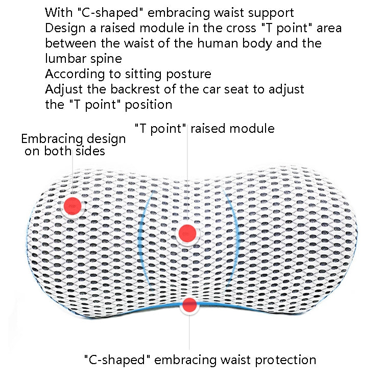 Car Supplies Lumbar Support Memory Foam Car Backrest Lumbar Cushion Seat Cushion Lumbar Pillow, Colour: Blue+Light Gray - Seat Accessories by PMC Jewellery | Online Shopping South Africa | PMC Jewellery | Buy Now Pay Later Mobicred