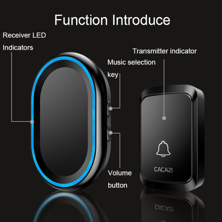 CACAZI A80 1 For 1 Wireless Music Doorbell without Battery, Plug:US Plug(Black) - Wireless Doorbell by CACAZI | Online Shopping South Africa | PMC TechLife