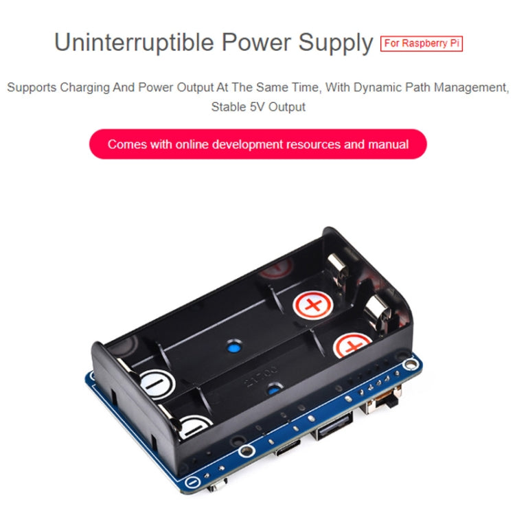 Waveshare 25567 For Raspberry Pi UPS HAT (D), Pogo Pins Connector , Without Battery - Raspberry Pi Accessories by Waveshare | Online Shopping South Africa | PMC TechLife | Buy Now Pay Later Mobicred