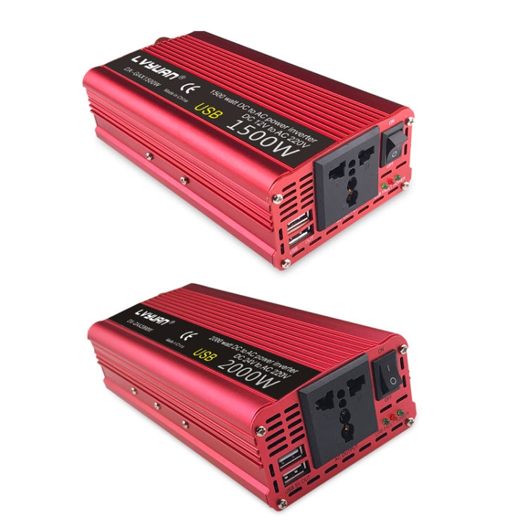 LVYUAN Car Inverter Dual USB Power Converter, Specification: 12V to 220V 1500W UK Plug - Modified Square Wave by PMC TechLife | Online Shopping South Africa | PMC TechLife | Buy Now Pay Later Mobicred
