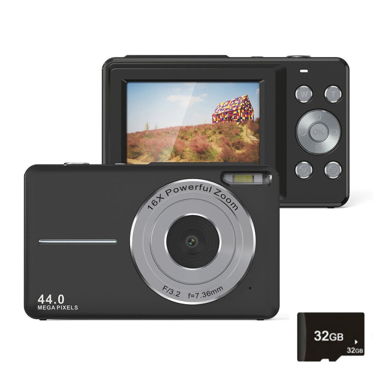 DC403L-AF 2.4-Inch 16X Zoom HD Digital Camera Mini Children Photography Camera EU Plug(Black+32G) - Children Cameras by PMC TechLife | Online Shopping South Africa | PMC TechLife | Buy Now Pay Later Mobicred