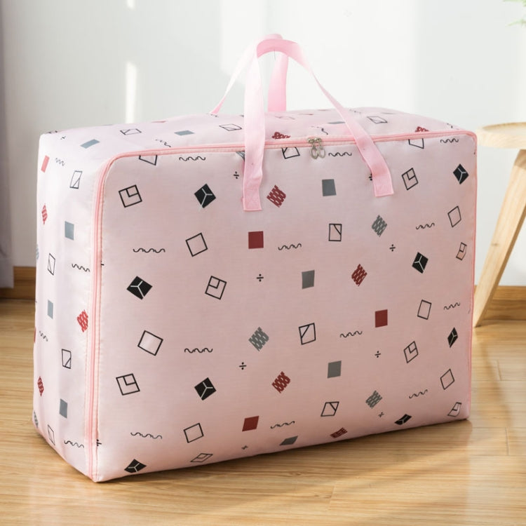 Oxford Cloth Quilt Moisture-Proof & Waterproof Storage Bag Zipper Portable Moving Luggage Bag, Specification: 60x50x25cm(Pink Square) - Storage Bags by PMC TechLife | Online Shopping South Africa | PMC TechLife