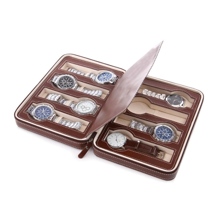8-Digit Watch Storage Box Watch Display Box Portable Watch Travel Bag, Specification: 24 x 18 x 6cm(Brown) - free shipping - PMC TechLife - Order now!