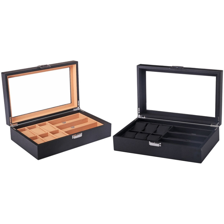 6+3 PU Watch Glasses Case Carbon Fiber PU Skin Watch Box Sunglasses Box(Black) - free shipping - PMc TechLife - Order now!