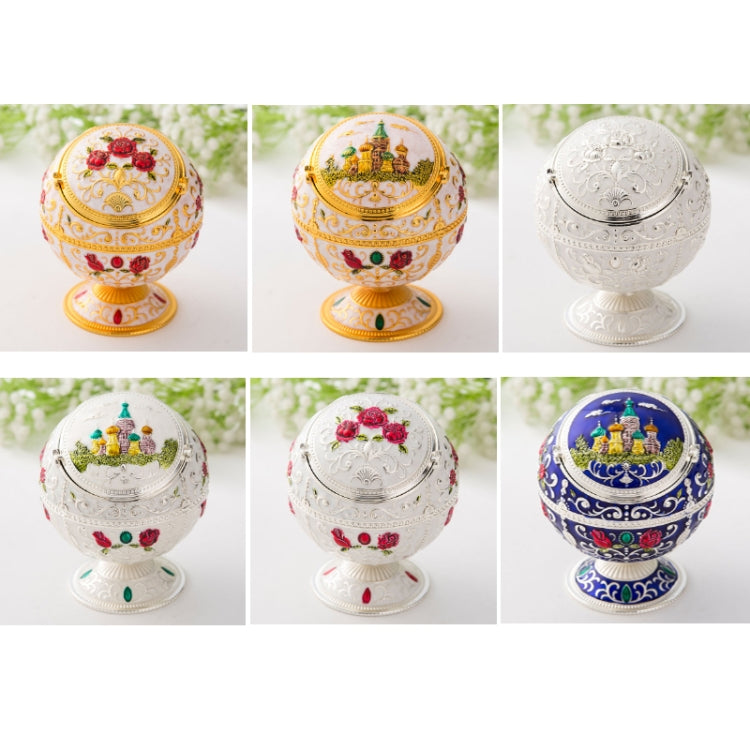 Metal Globe Ashtray With Lid Holiday Gift Tea Table Decoration(Phnom Pencasting Castle) - Cigarette Box & Ashtrays by PMC TechLife | Online Shopping South Africa | PMC TechLife