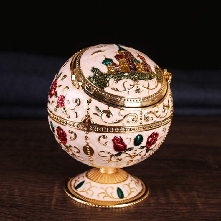 Metal Globe Ashtray With Lid Holiday Gift Tea Table Decoration(Phnom Pencasting Castle) - Cigarette Box & Ashtrays by PMC TechLife | Online Shopping South Africa | PMC TechLife