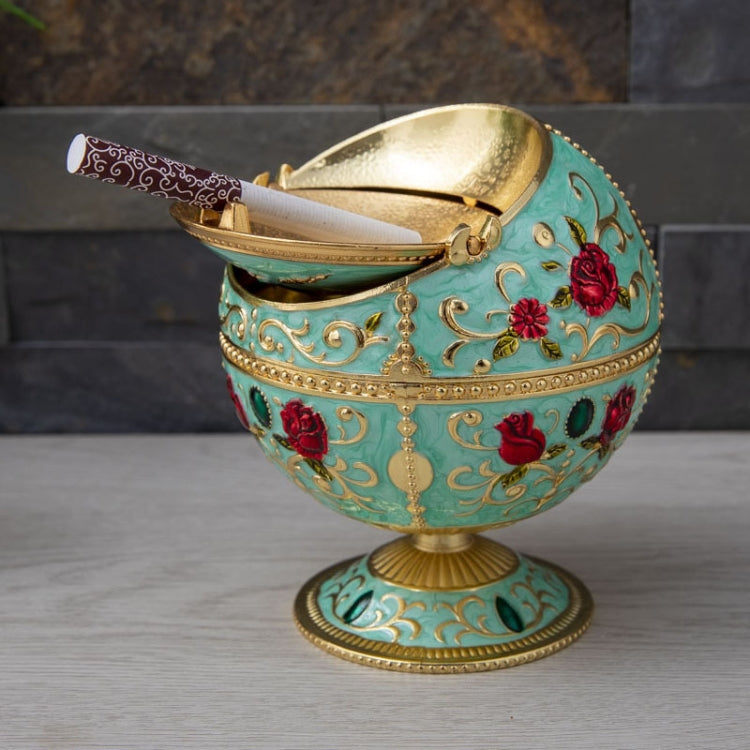 Metal Globe Ashtray With Lid Holiday Gift Tea Table Decoration(Phnom Pencasting Castle) - Cigarette Box & Ashtrays by PMC TechLife | Online Shopping South Africa | PMC TechLife