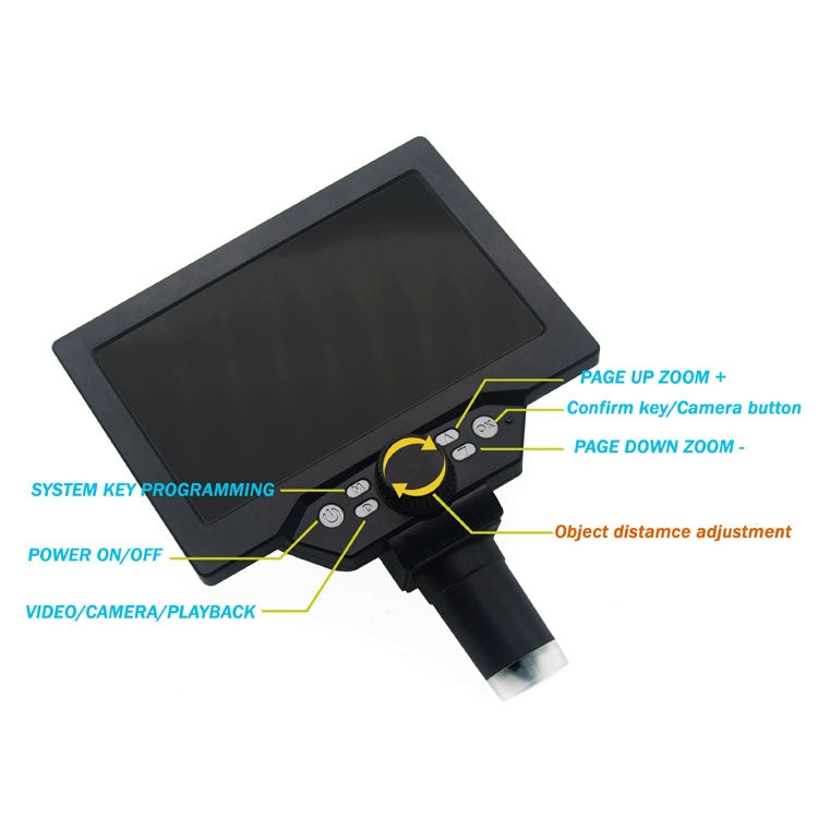 G1200D 7 Inch LCD Screen 1200X Portable Electronic Digital Desktop Stand Microscope(US Plug With Battery) - free shipping - PMC Jewellery - Order now!