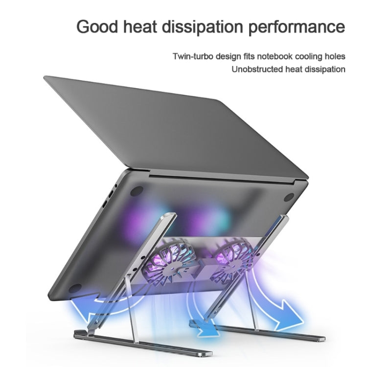 BONERUY P11F Notebook Cooling Bracket Fan Aluminum Alloy Radiator, Colour:  Gray with Type-C Cable - free shipping - PMC Jewellery - Order now!