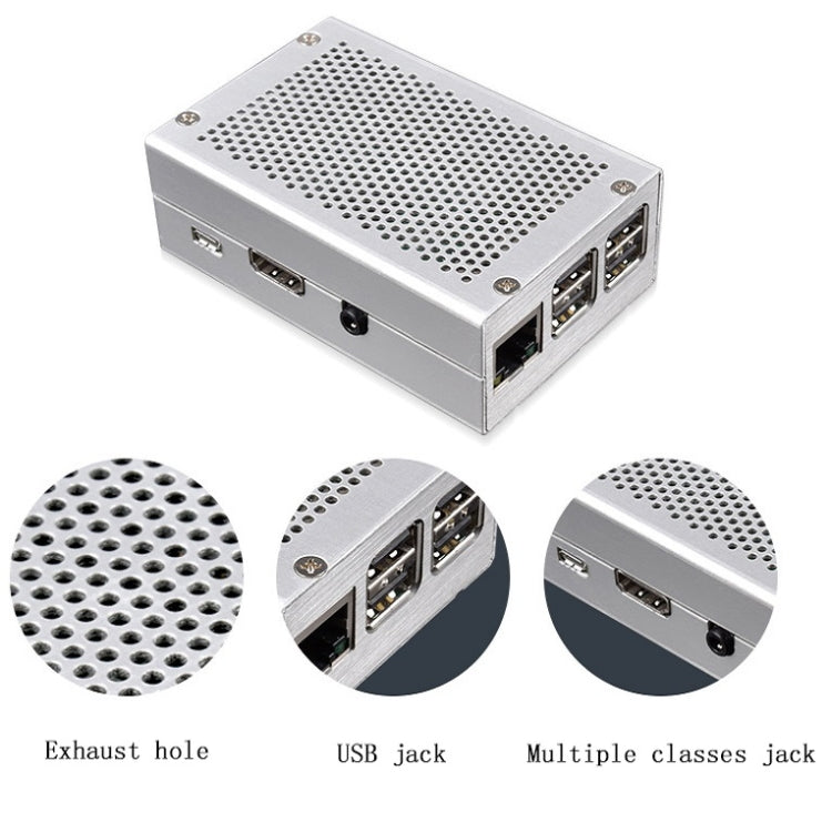 Aluminum Alloy Shell Grid Cooling Box For Raspberry Pi 3 Model B Pi 2/B + Silver - Raspberry Pi Accessories by PMC TechLife | Online Shopping South Africa | PMC TechLife | Buy Now Pay Later Mobicred