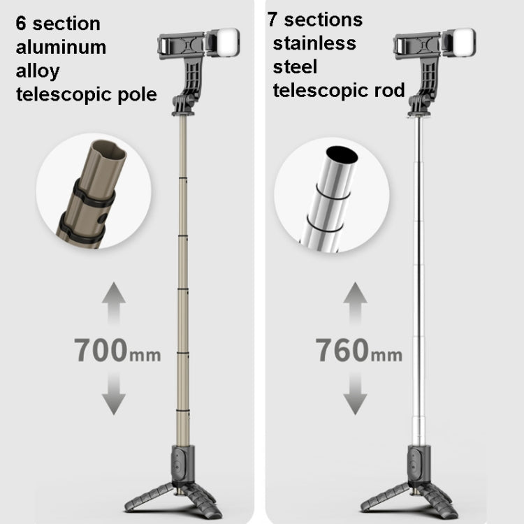 Mini Selfie Stick Integrated Multifunctional Bluetooth Selfie, Specification: Q10S 70cm With Fill Light - Selfie Sticks by PMC TechLife | Online Shopping South Africa | PMC TechLife | Buy Now Pay Later Mobicred
