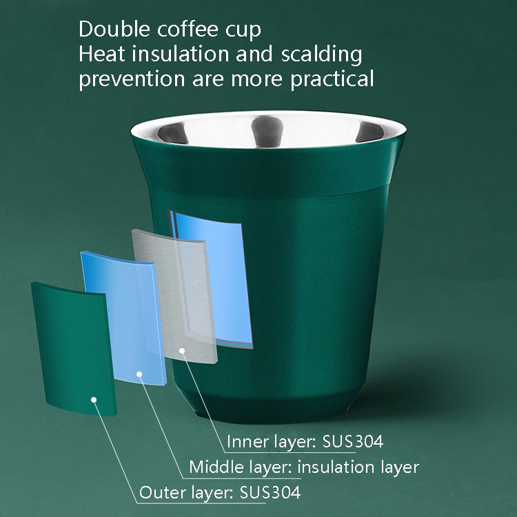 304 Stainless Steel Coffee Capsule Cup Double Insulation Coffee Cup, Style: Large Coffee Cup+Dish - free shipping - PMC TechLife - Order now!
