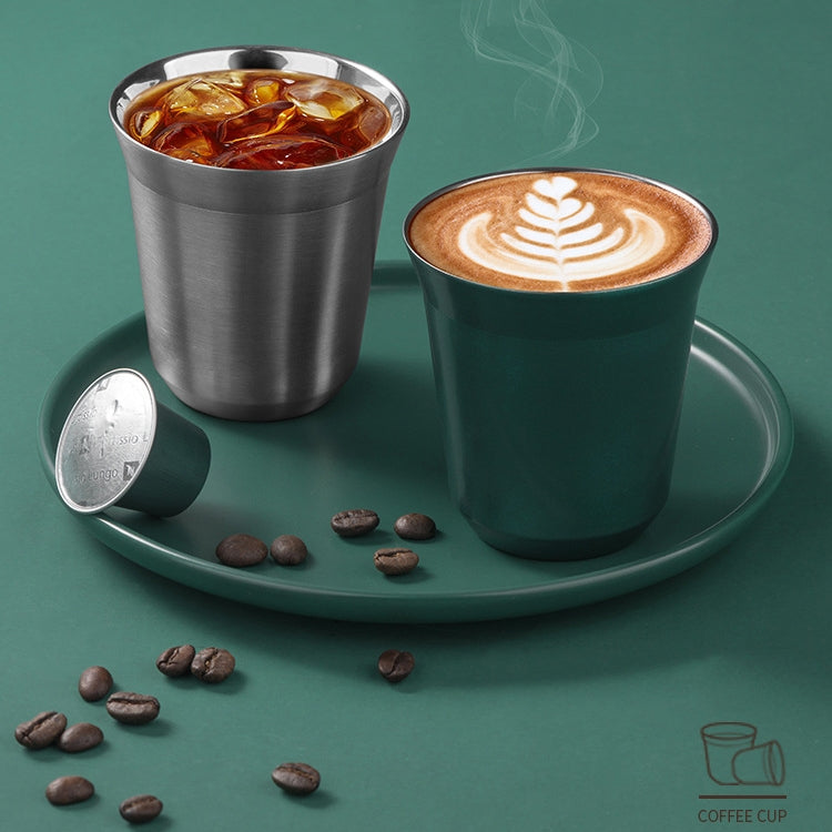 304 Stainless Steel Coffee Capsule Cup Double Insulation Coffee Cup, Style: Large Coffee Cup+Dish - free shipping - PMC TechLife - Order now!