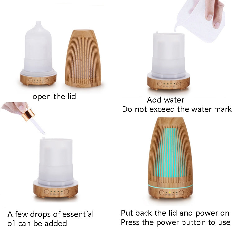 STB-103 Atmosphere Colorful Light Humidifier Aroma Diffuser(Light Wooden Grain) - Air Purifiers & Accessories by PMC TechLife | Online Shopping South Africa | PMC TechLife