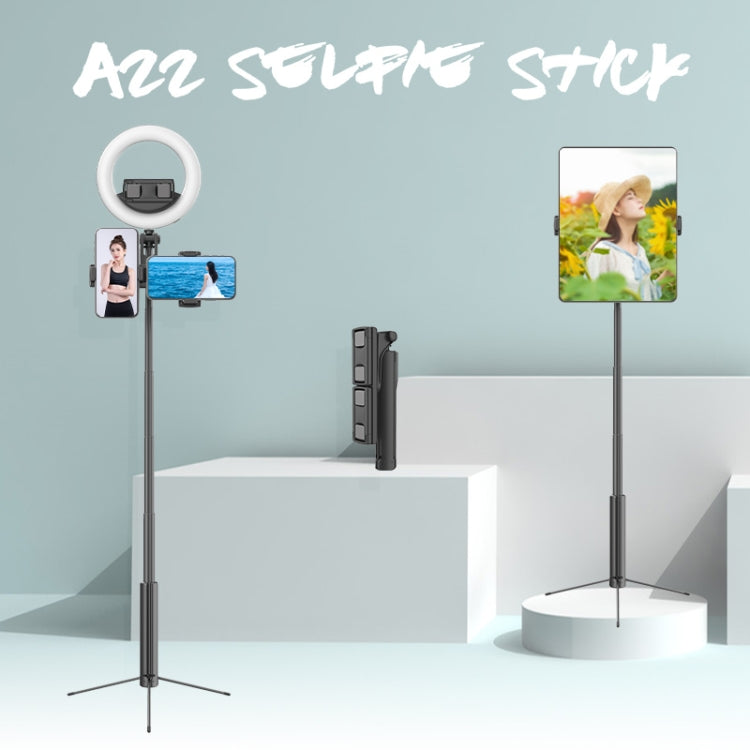 CYKE A22 Bluetooth Remote Control With Tripod Photo Live Bracket A22-80CM-Black (Dual Camera) - Selfie Sticks by CYKE | Online Shopping South Africa | PMC TechLife | Buy Now Pay Later Mobicred
