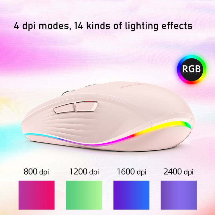 Fmouse M303 2400DPI Bluetooth&2.4G Dual Modes Rechargeable RGB Mouse(Pink) - free shipping - PMC Jewellery - Order now!