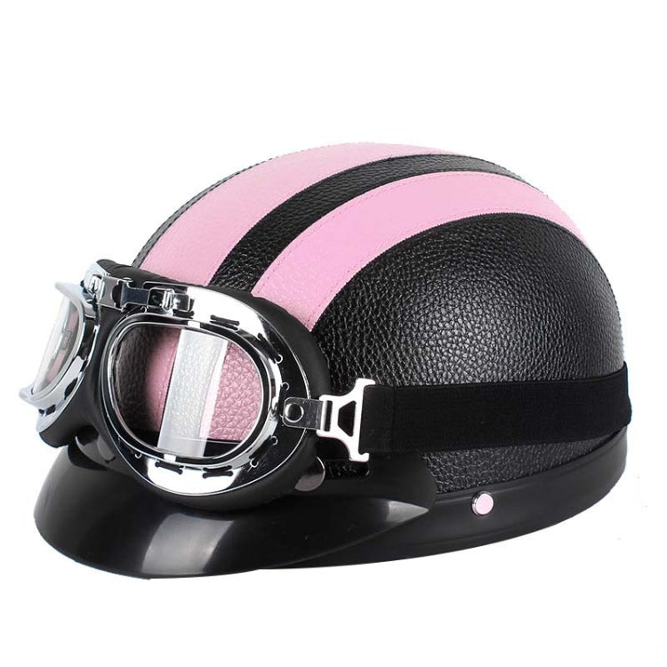 BSDDP A0318 PU Helmet With Goggles, Size: One Size(Black Pink) - Helmets by BSDDP | Online Shopping South Africa | PMC TechLife | Buy Now Pay Later Mobicred