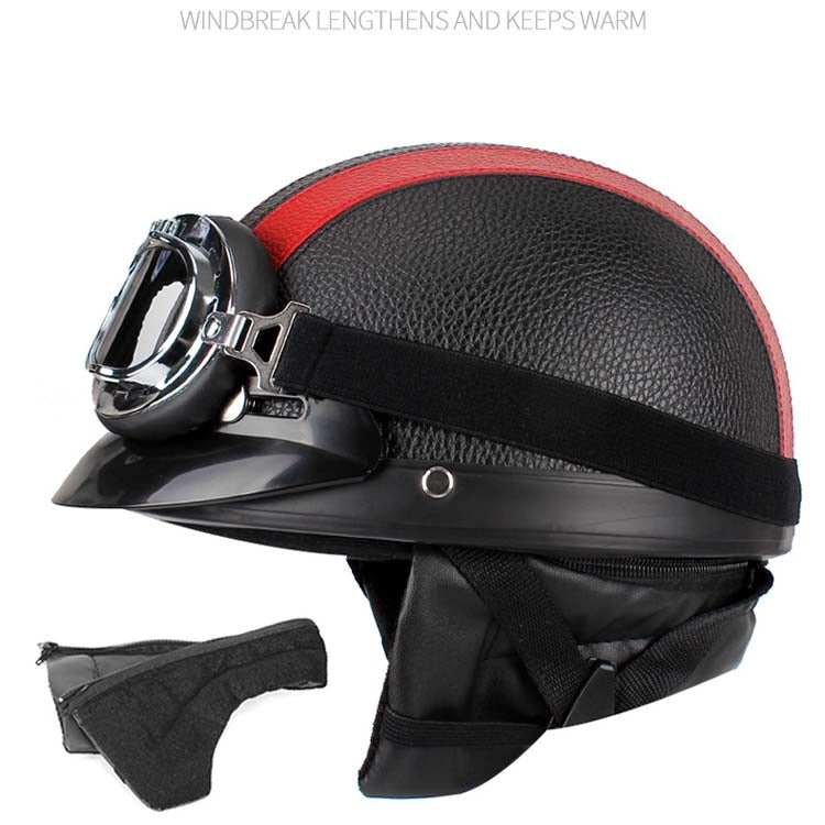 BSDDP A0318 PU Helmet With Goggles, Size: One Size(Black Brown) - Helmets by BSDDP | Online Shopping South Africa | PMC TechLife | Buy Now Pay Later Mobicred