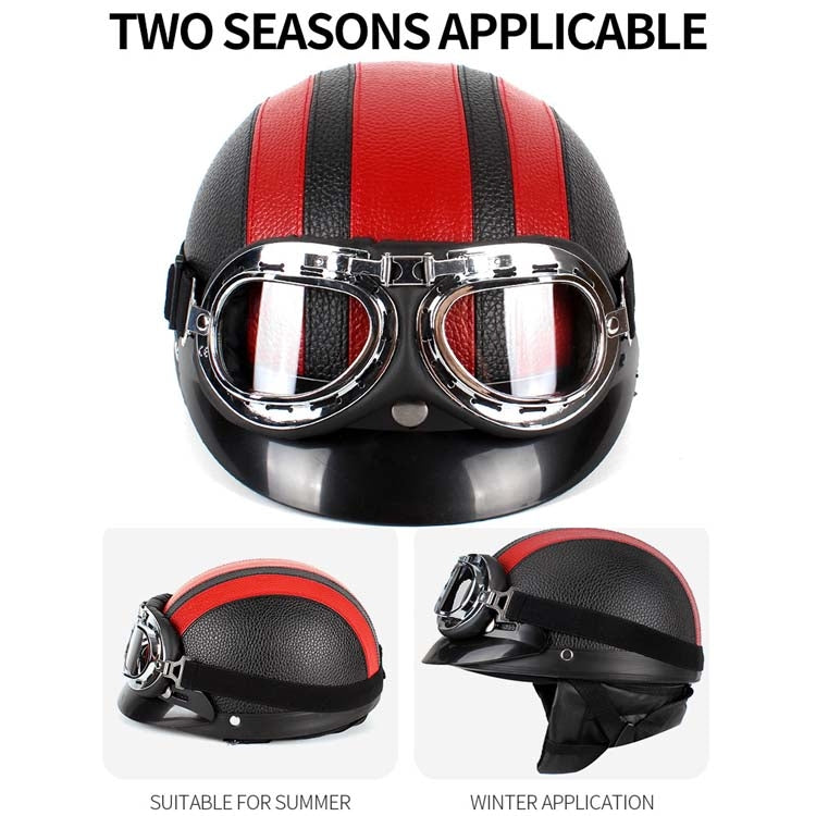 BSDDP A0318 PU Helmet With Goggles, Size: One Size(Black) - free shipping - PMC TechLife - Order now!