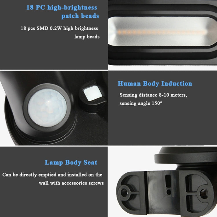 DS018 Solar Wall Lamp Outdoor Garden Induction Street Light(Black Shell Warm Light) - Street Lights by PMc TechLife | Online Shopping South Africa | PMc TechLife | Buy Now Pay Later Mobicred