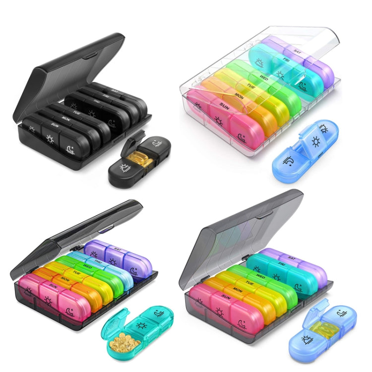 21-compartment Rainbow Pill Box One Week Pill Box(Gray + Colorful) - free shipping - PMC TechLife - Order now!