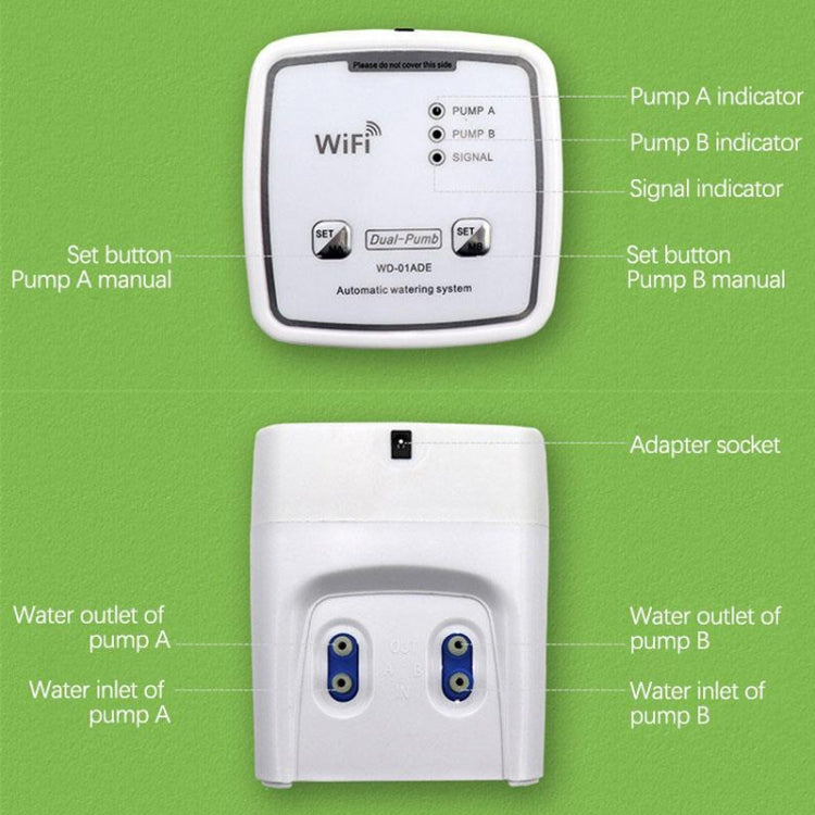WD-01ADE WIFI Gardening Drip Irrigation Controller, Specification: Double Pump 15 Pots(EU Plug) - Watering & Irrigation by PMc TechLife | Online Shopping South Africa | PMc TechLife | Buy Now Pay Later Mobicred