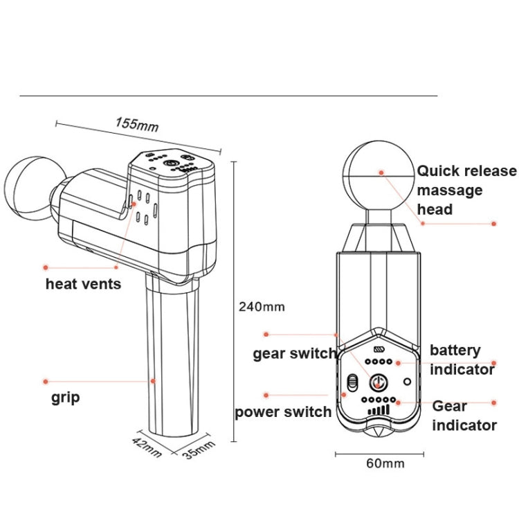 Booster T  Deep Muscle Relaxation Massage Gun,EU Plug  2000mAh With 6 Massage Head(Gray) - free shipping - PMC TechLife - Order now!