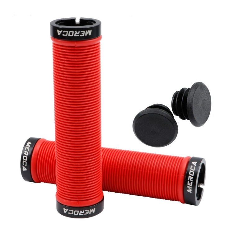 MEROCA Mountain Bike Anti-slip Shock Absorber Riding Grip Cover, Style: Bilateral Lock Thread ME15 Red - Bicycle Grips by MEROCA | Online Shopping South Africa | PMc TechLife | Buy Now Pay Later Mobicred