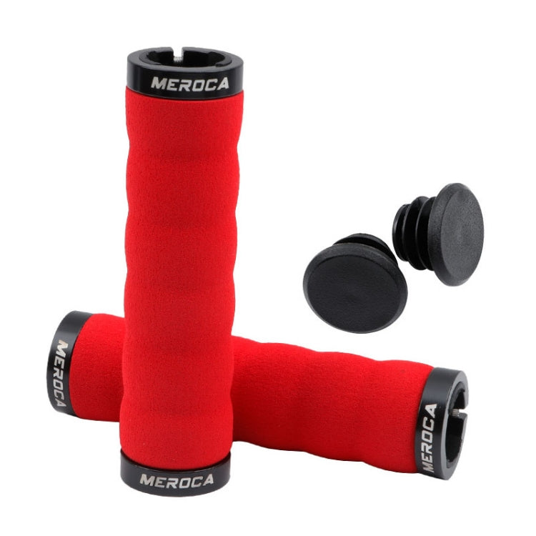MEROCA Mountain Bike Anti-slip Shock Absorber Riding Grip Cover, Style: Bilateral Lock Sponge ME30 Red - Bicycle Grips by MEROCA | Online Shopping South Africa | PMc TechLife | Buy Now Pay Later Mobicred
