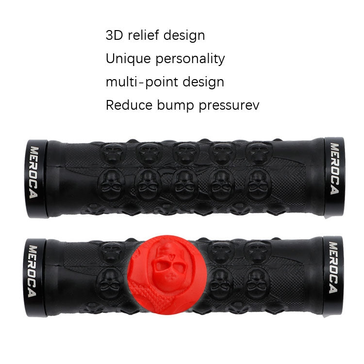MEROCA Mountain Bike Anti-slip Shock Absorber Riding Grip Cover, Style: Bilateral Lock Skull ME23 Black - Bicycle Grips by MEROCA | Online Shopping South Africa | PMc TechLife | Buy Now Pay Later Mobicred