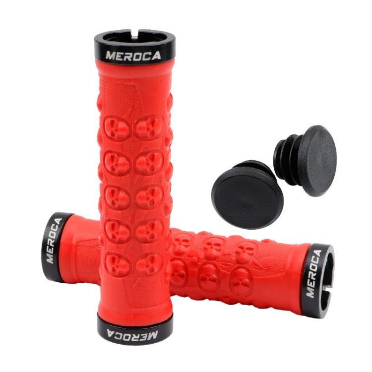 MEROCA Mountain Bike Anti-slip Shock Absorber Riding Grip Cover, Style: Bilateral Lock Skull ME23 Red - Bicycle Grips by MEROCA | Online Shopping South Africa | PMc TechLife | Buy Now Pay Later Mobicred