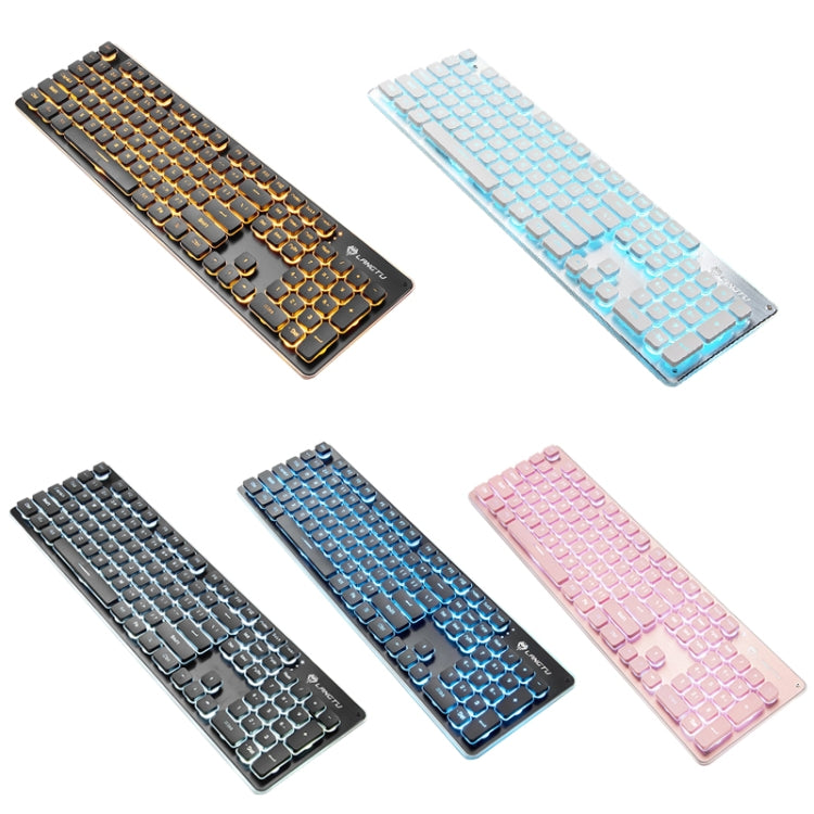 LANGTU L1 104 Keys USB Home Office Film Luminous Wired Keyboard, Cable Length:1.6m(Orange Light Black) - free shipping - PMC Jewellery - Order now!