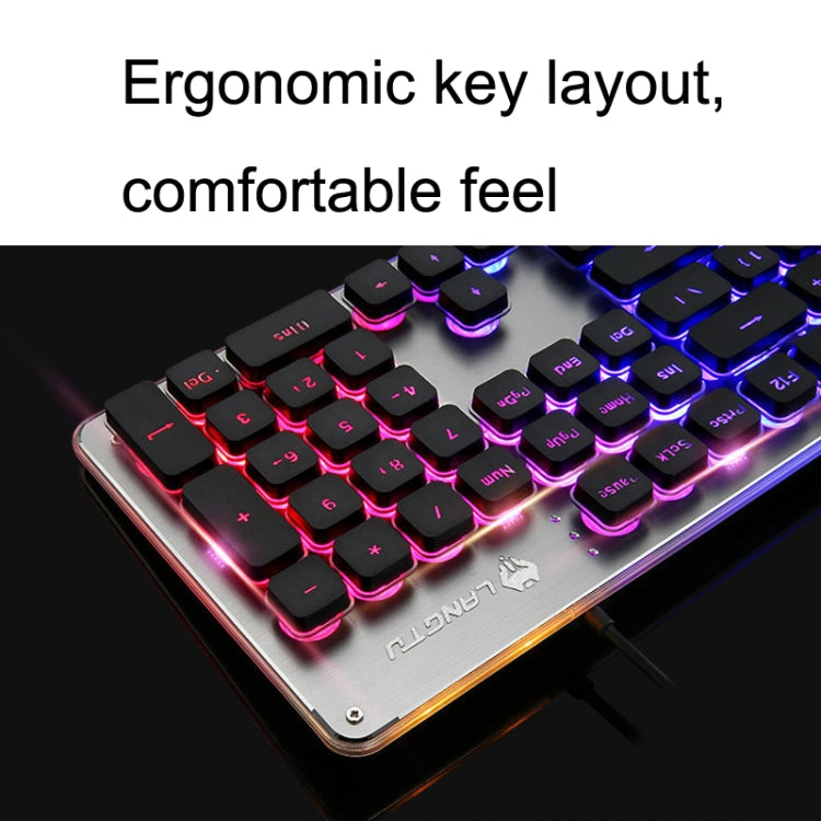 LANGTU L1 104 Keys USB Home Office Film Luminous Wired Keyboard, Cable Length:1.6m(Orange Light Black) - free shipping - PMC Jewellery - Order now!