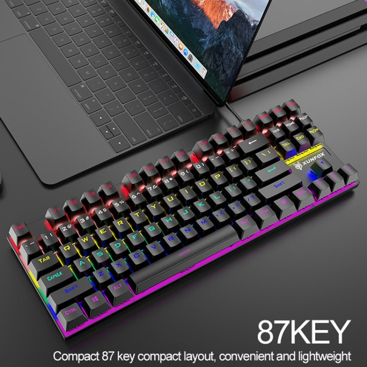XUNFOX K80 87 Keys Wired Gaming Mechanical Illuminated Keyboard, Cable Length:1.5m(Blue White) - free shipping - PMC Jewellery - Order now!