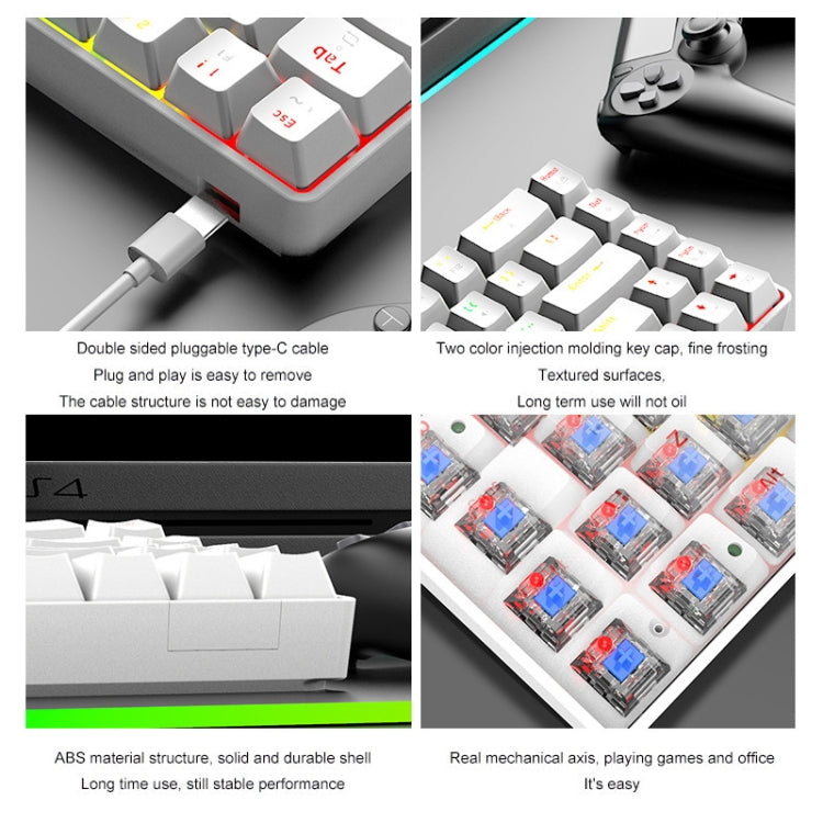 ZIYOU LANG T8 68 Keys RGB Luminous Gaming Mechanical Keyboard, Cable Length:1.6m(Black Tea Shaft) - free shipping - PMC Jewellery - Order now!