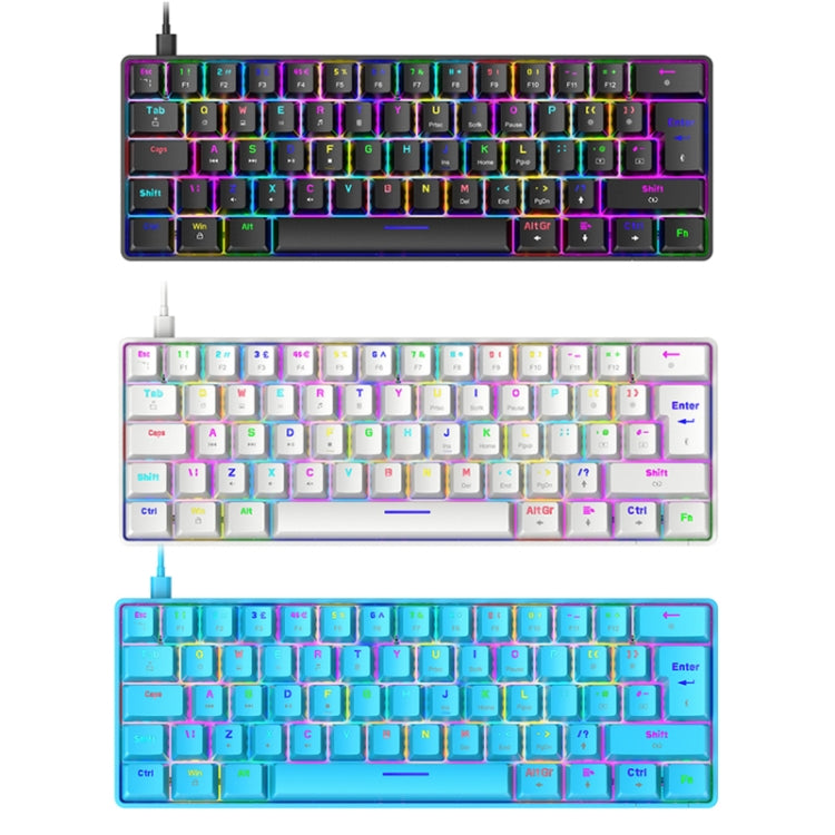 ZIYOU LANG T60 62-Key RGB Luminous Mechanical Wired Keyboard, Cable Length:1.5m(White Red Shaft) - free shipping - PMC Jewellery - Order now!