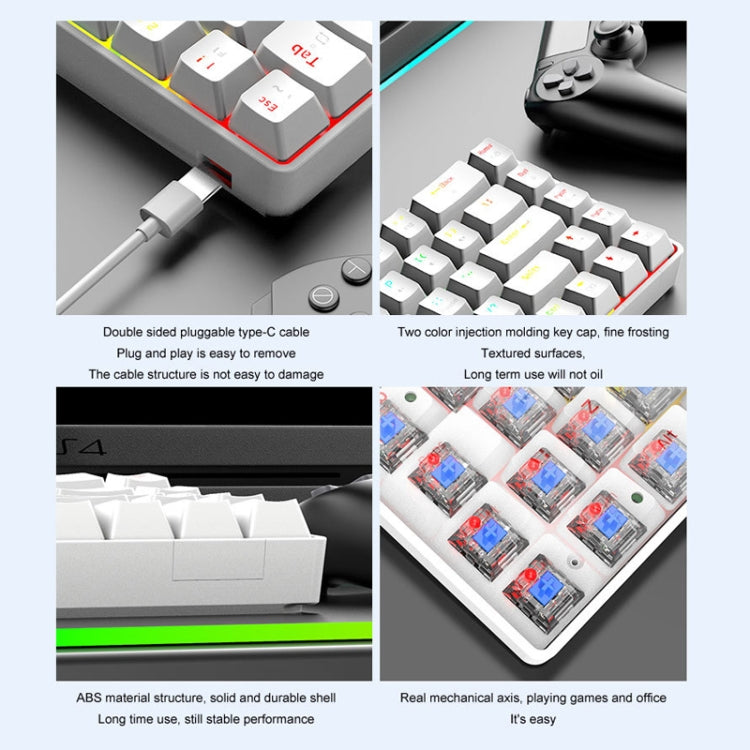 ZIYOU LANG T60 62-Key RGB Luminous Mechanical Wired Keyboard, Cable Length:1.5m(Blue Green Shaft) - free shipping - PMC Jewellery - Order now!