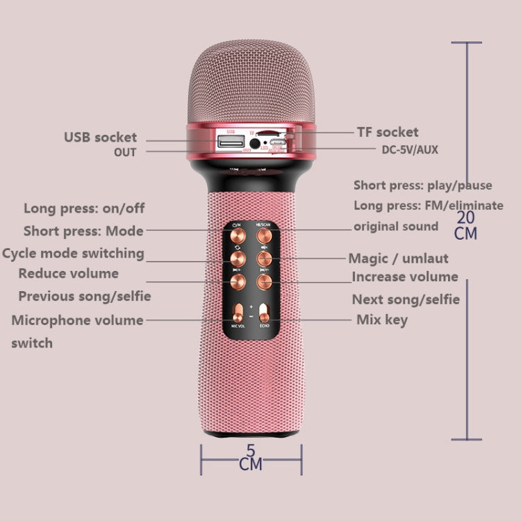 WS898 Live Wireless Bluetooth Microphone with Audio Function(Pink) - Microphone by PMC TechLife | Online Shopping South Africa | PMC TechLife | Buy Now Pay Later Mobicred