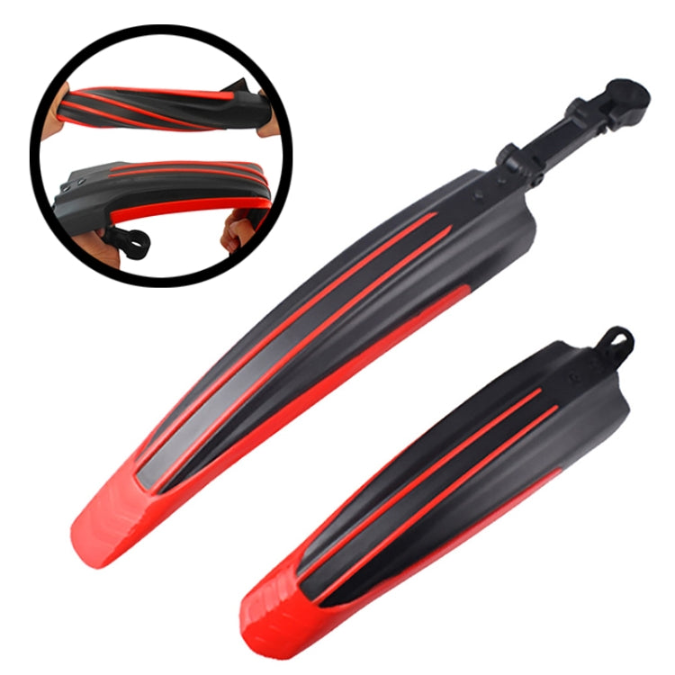 1 Set  Dual Color Bicycle Mudguard Mountain Bike Fenders Set(Black Red) - Mudguards by PMc TechLife | Online Shopping South Africa | PMc TechLife | Buy Now Pay Later Mobicred