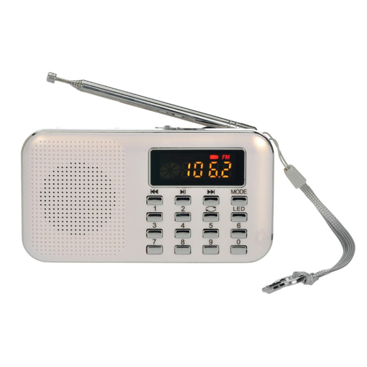L-218AM  MP3 Radio Speaker Player Support TF Card USB with LED Flashlight Function(White) - Radio Player by PMC TechLife | Online Shopping South Africa | PMC TechLife | Buy Now Pay Later Mobicred
