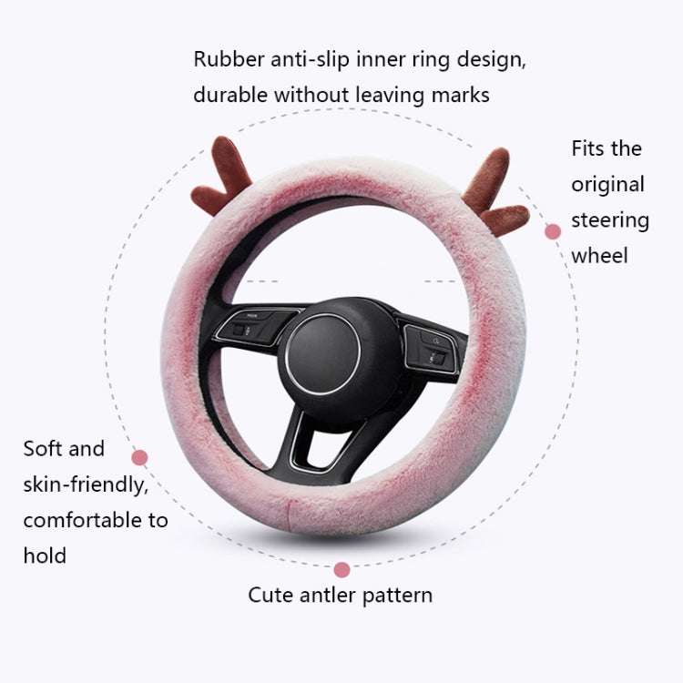 Antler Thick Plush Steering Wheel Cover, Style: O Type (Pink) - Steering Wheel Accessories by PMC TechLife | Online Shopping South Africa | PMC TechLife | Buy Now Pay Later Mobicred