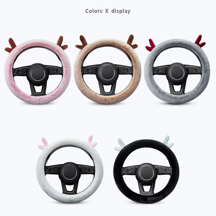 Antler Thick Plush Steering Wheel Cover, Style: D Type (Pink) - Steering Wheel Accessories by PMC TechLife | Online Shopping South Africa | PMC TechLife | Buy Now Pay Later Mobicred